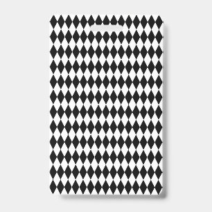 Elegant White Black Harlequin Geometric Rhombuses Badge
