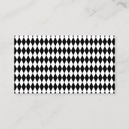 Elegant White Black Harlequin Geometric Rhombuses Business Card