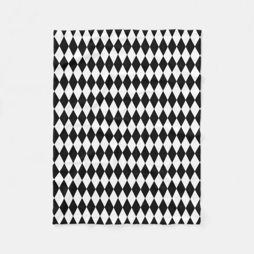 Elegant White Black Harlequin Geometric Rhombuses Fleece Blanket