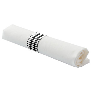 Elegant White Black Harlequin Geometric Rhombuses Napkin Bands