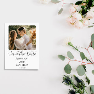 Elegant White Black Photo Save The Date