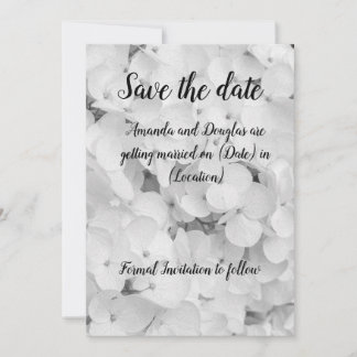 Elegant White & Black Save the Date Card