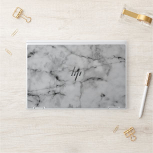 Elegant White Black Texture Marble HP Laptop Skin 