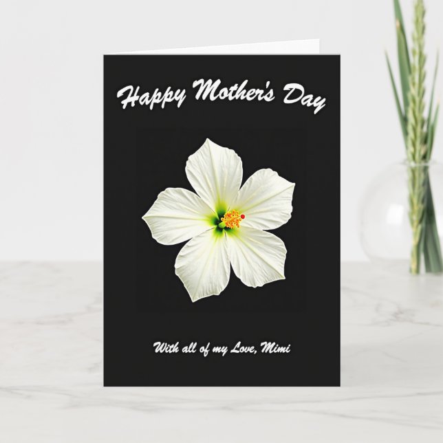 Elegant White Bloom Mother Card (Front)