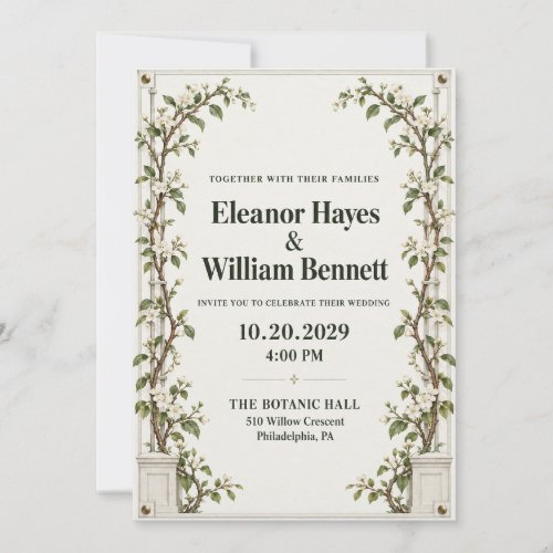 Elegant White Blossom Botanical Wedding Invitation
