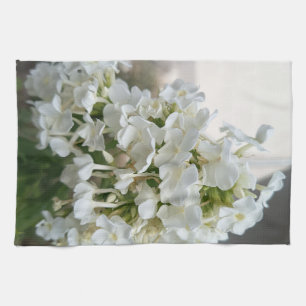 Elegant White Blossom Floral Kitchen Towel