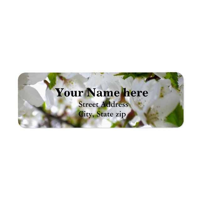 Elegant White Blossom white flowering tree Label (Front)