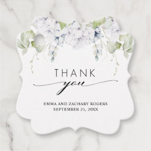 Elegant White Blue Floral Wedding Thank You Favor Tags
