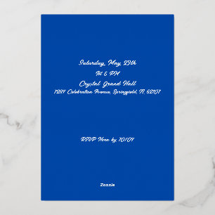 Elegant White, Blue & Gold Foil Graduation Invitation