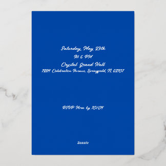 Elegant White, Blue & Gold Foil Graduation Invitation
