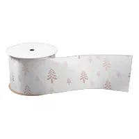 Christmas ribbon nordic snowflakes in white with a pink background printed  on 5/8 white single face satin, 10 yards