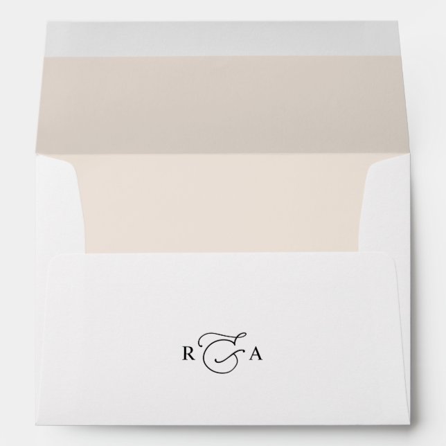 Elegant White & Blush Return Address Monogram Enve Envelope (Back (Bottom))