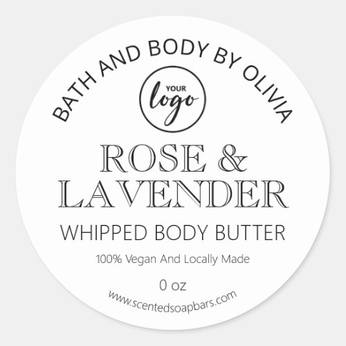 Elegant White Body Butter Labels