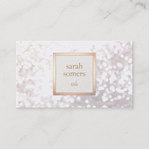 Elegant White Bokeh Glitter Chic Gold Plaque Business Card Template