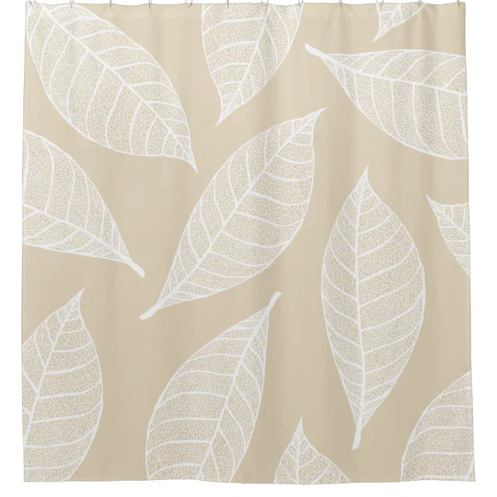 Elegant White Botanical Leaf Skeletons, Botanical Shower Curtain Uk