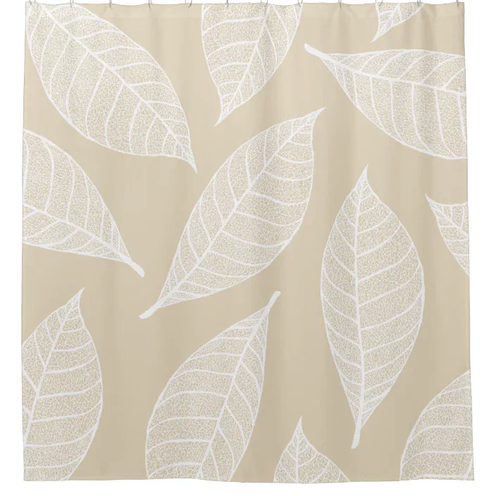Personalized Elegant White Botanical Leaf Skeletons Cream Shower Curtain Zazzle Com Elegant White Botanical Leaf Skeletons, Botanical Shower Curtain Uk