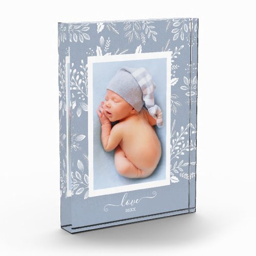 Elegant White Botanicals Photo Block