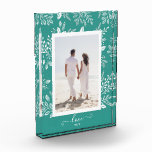 Elegant White Botanicals Photo Block<br><div class="desc">This charming photo block features your favorite photo surrounded with a beautiful border of white foliage, dots and berries on a turquoise background. CHANGE the background color to MATCH your photo. CHANGE the LOVE text to anything - TIP: put your text between the two squares to retain the text swashes....</div>