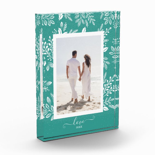 Elegant White Botanicals Photo Block (Left)