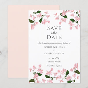 Elegant White Bougainvillea Save the Date card