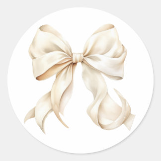 Elegant White Bow Baby Shower Classic Round Sticker