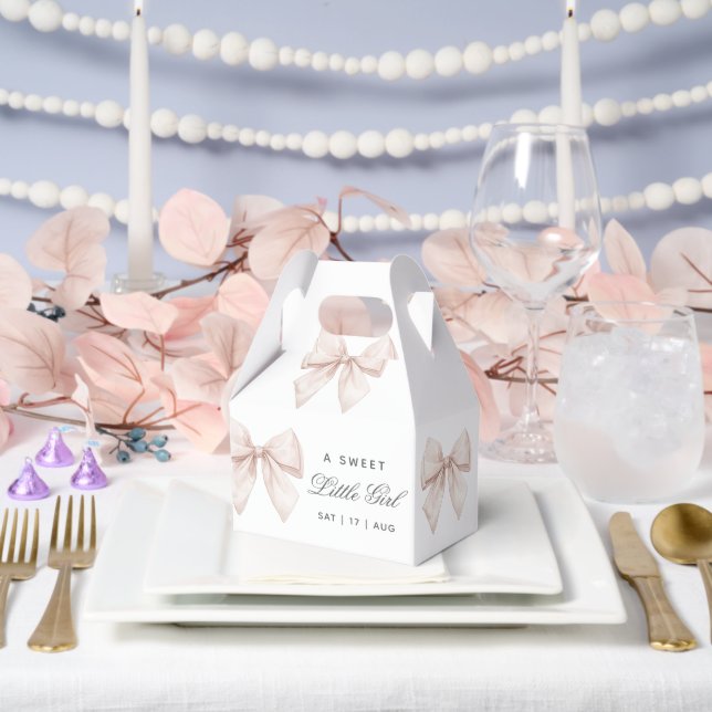 Elegant White Bow Baby Shower Favor Boxes (Wedding)