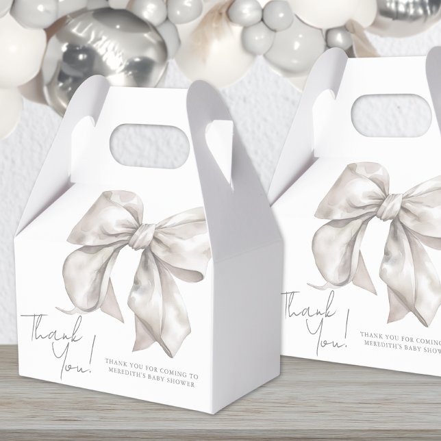 Elegant White Bow Baby Shower Favor Boxes (Elegant White Bow Baby Shower Favor Boxes)