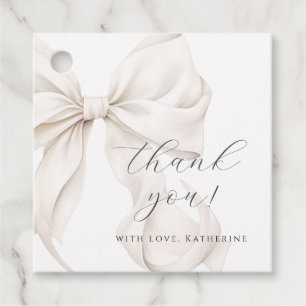 Elegant White Bow Baby Shower Favor Tags