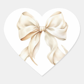 Elegant White Bow Baby Shower Heart Sticker