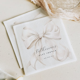Elegant White Bow Baby Shower Napkins