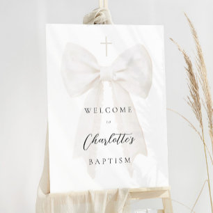 Elegant White Bow Baptism Foam Board