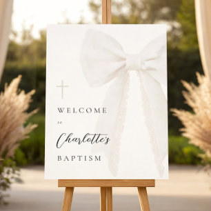 Elegant White Bow Baptism Foam Board