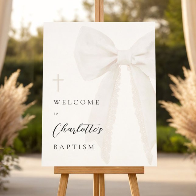Elegant White Bow Baptism Foam Board (Creator Uploaded)