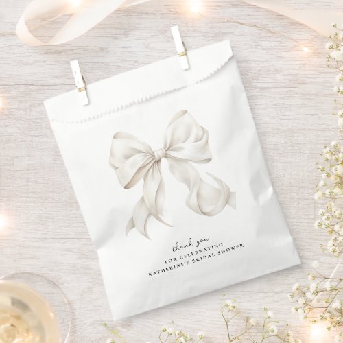 Elegant White Bow Bridal Shower Favor Bag