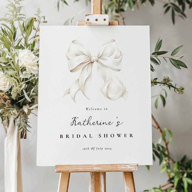 Elegant White Bow Bridal Shower Foam Board (Creator Uploaded)