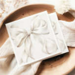 Elegant White Bow Bridal Shower Napkins<br><div class="desc">Simple white bow design napkins for bridal showers.</div>