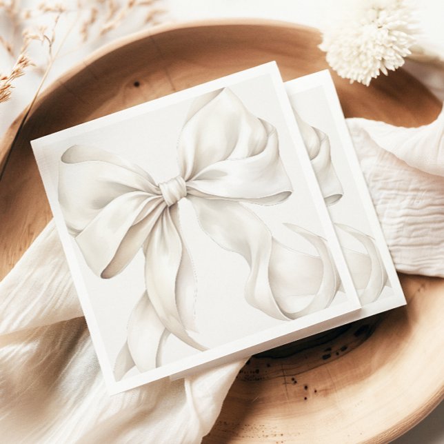 Elegant White Bow Bridal Shower Napkins (Creator Uploaded)
