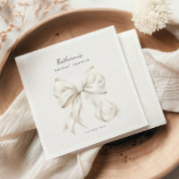 Elegant White Bow Bridal Shower Napkins