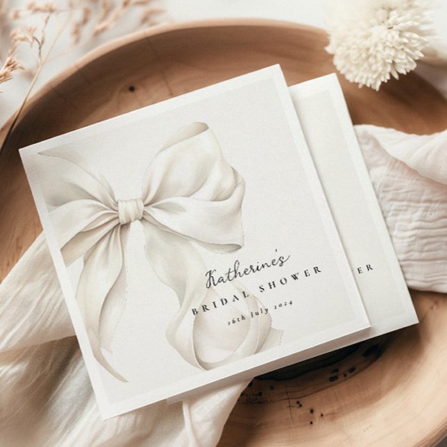 Elegant White Bow Bridal Shower Napkins (Creator Uploaded)