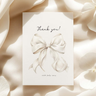 Elegant White Bow Bridal Shower Thank You Card