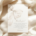 Elegant White Bow Bridal Shower Thank You Card<br><div class="desc">"She's tying the knot" theme bridal shower thank you card with an elegant white bow design.</div>