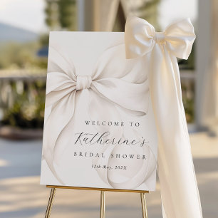 Elegant White Bow Bridal Shower Welcome Foam Board