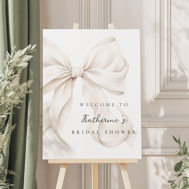 Elegant White Bow Bridal Shower Welcome Foam Board (Creator Uploaded)
