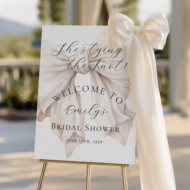 Elegant White Bow Bridal Shower Welcome Foam Board (Creator Uploaded)