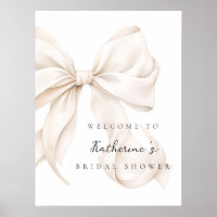 Elegant White Bow Bridal Shower Welcome