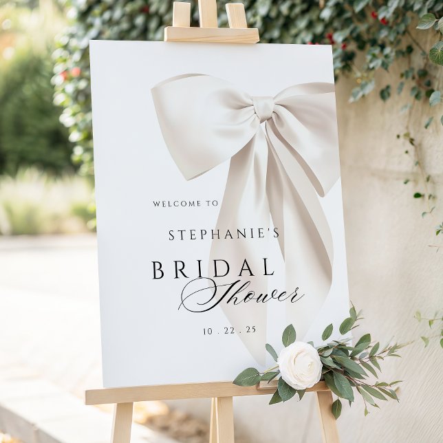 Elegant White Bow Bridal Shower Welcome Sign (Creator Uploaded)