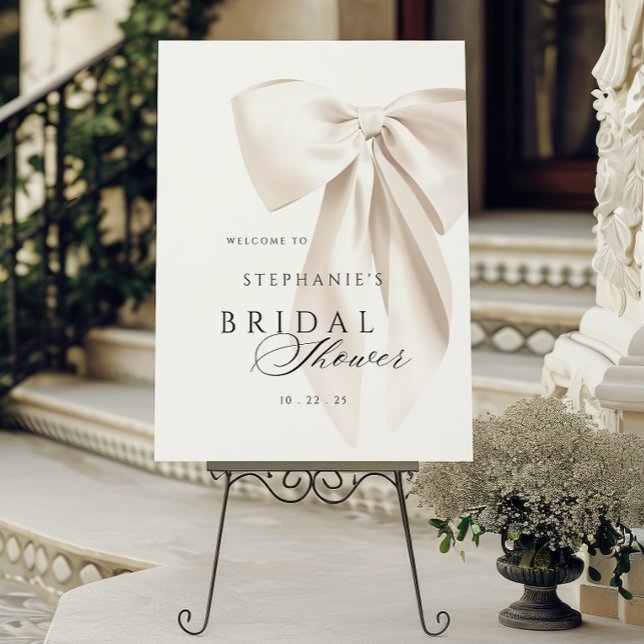 Elegant White Bow Bridal Shower Welcome Sign (Creator Uploaded)
