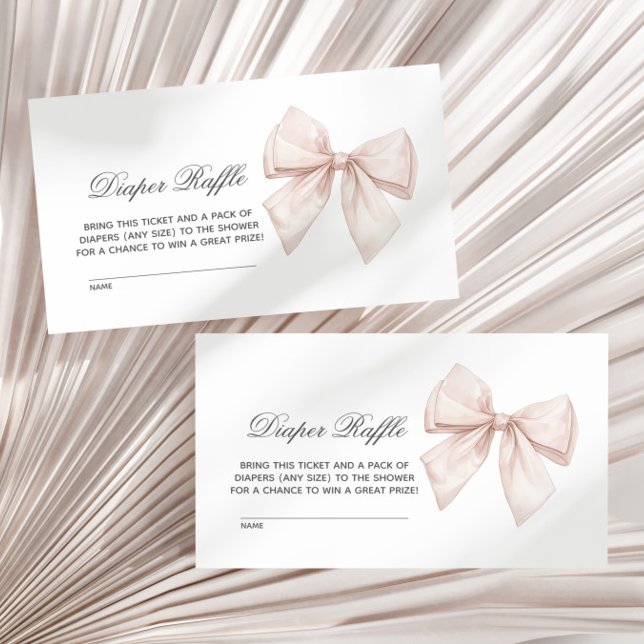 Elegant White Bow Diaper Raffle  Enclosure Card (Creator Uploaded)