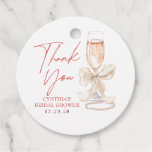 Elegant White Bow Prosecco Bridal Shower Thank You