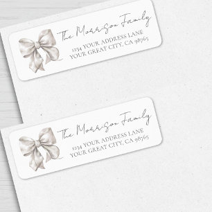 Elegant White Bow Return Address Label